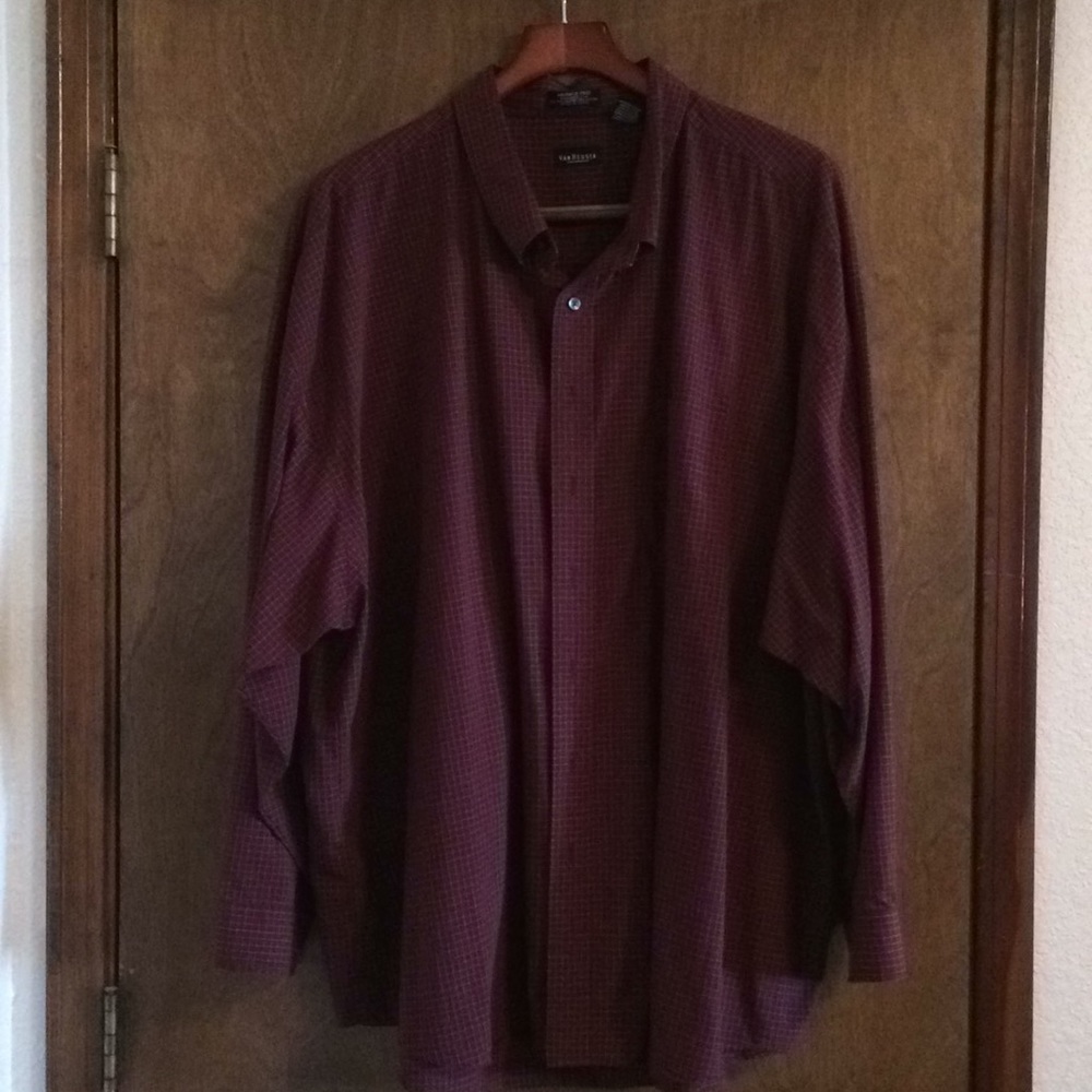 Maroon grid Van Heusen Dress Shirt in 4XL
